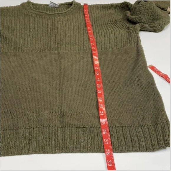 Columbia Crewneck Sweater | Medium | Olive Green Ribbed Knit Long Sleeve - Picture 9 of 9